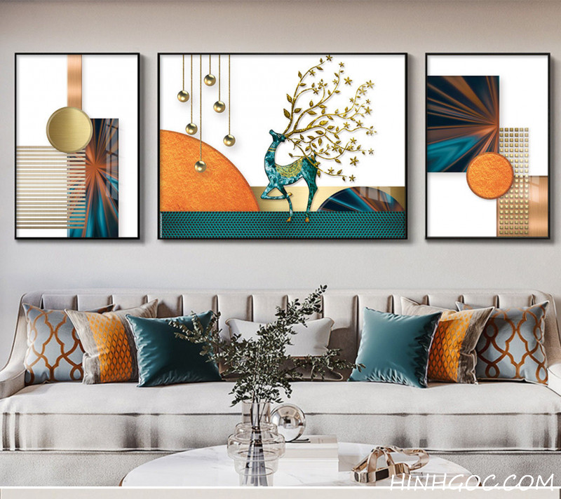 File tranh treo tường pha lê hươu nai hiện đại - HQ-031