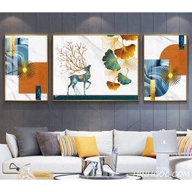 File tranh treo tường pha lê hươu nai hiện đại - HQ- 033