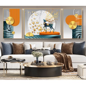 File tranh treo tường pha lê hươu nai hiện đại - HQ - 038