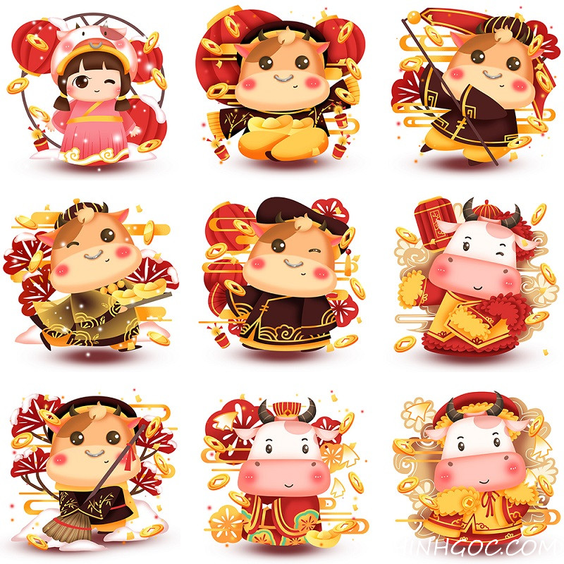 Hình ảnh Trâu hoạt hình chào năm mới Kỷ Sửu 2021 - T127 - P1