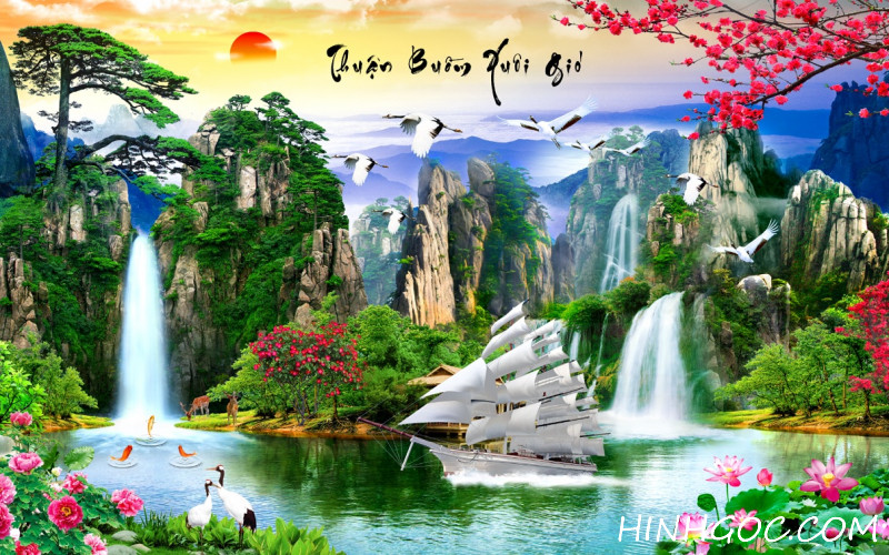 File tranh sơn thủy thuận buồm xuôi gió - TH0004