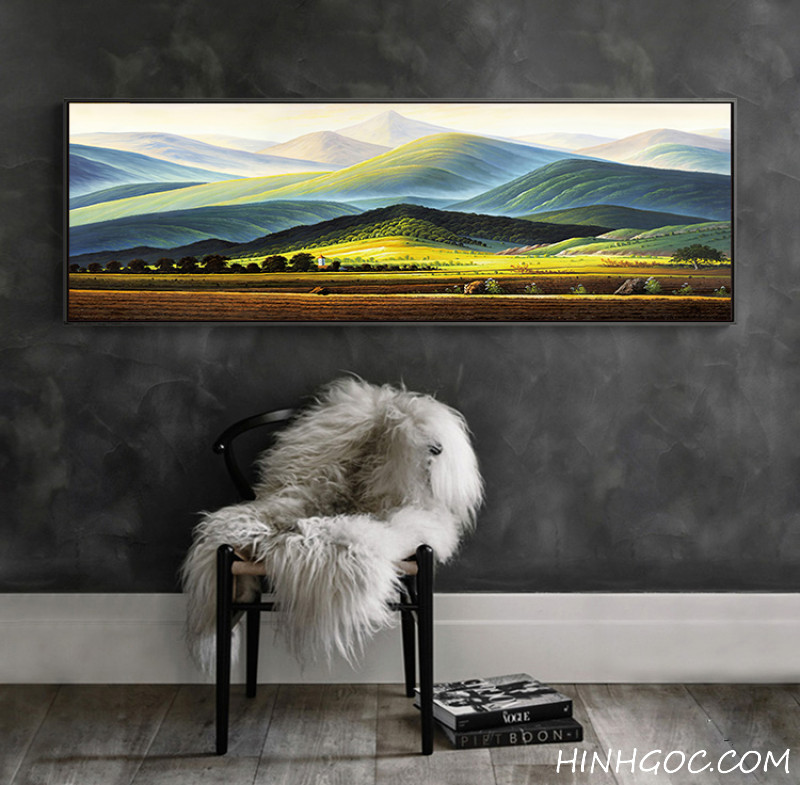 File tranh sơn dầu phong cảnh núi đồi - PC0007