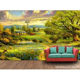 File tranh sơn dầu phong cảnh làng quê Châu Âu - PC0009