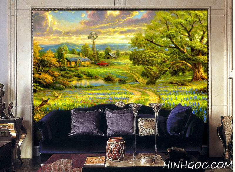 File tranh sơn dầu phong cảnh làng quê Châu Âu - PC0009