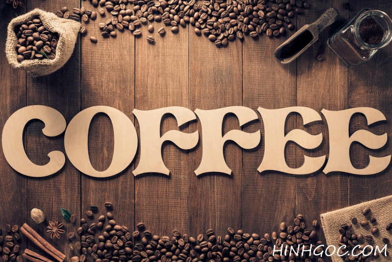 File tranh chữ và hạt cà phê trên bàn - CF0004