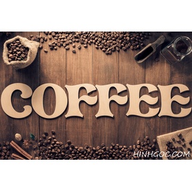 File tranh chữ và hạt cà phê trên bàn - CF0004