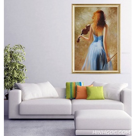 File tranh sơn dầu thiếu nữ chơi đàn violin - OP18921149