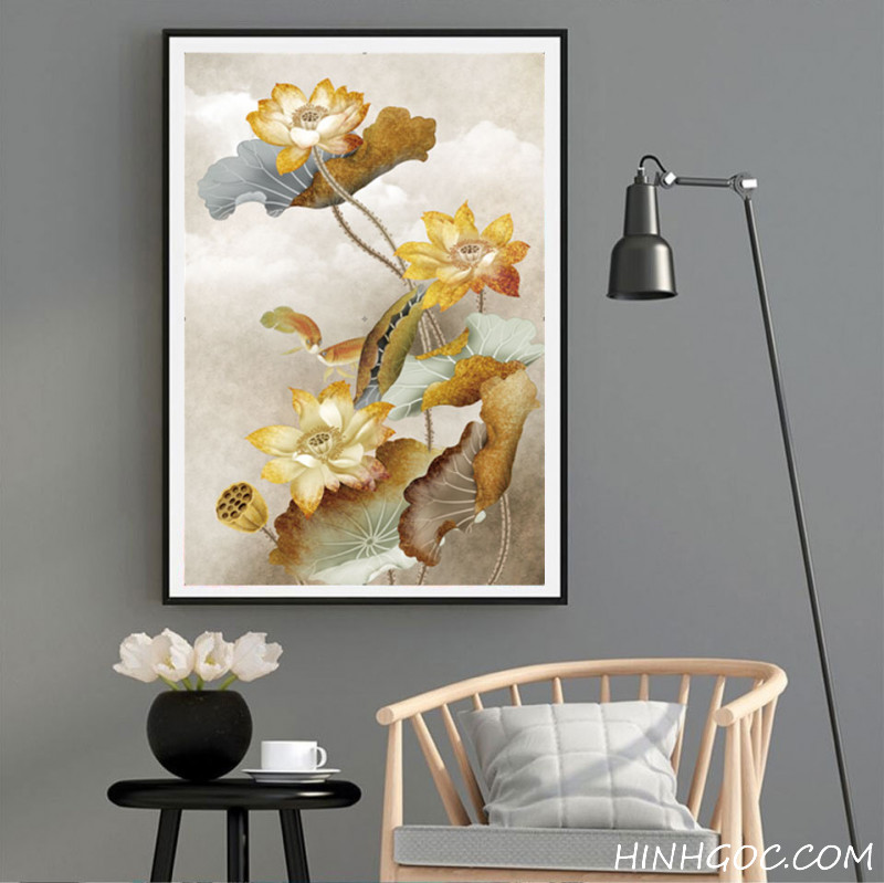 File tranh hồ sen vẽ tay - OP19152006