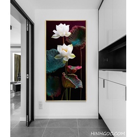 File tranh sơn dầu hoa sen trắng - OP17103946