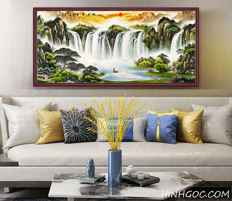 File tranh sơn dầu phong cảnh sơn thủy hữu tình - OP17983365