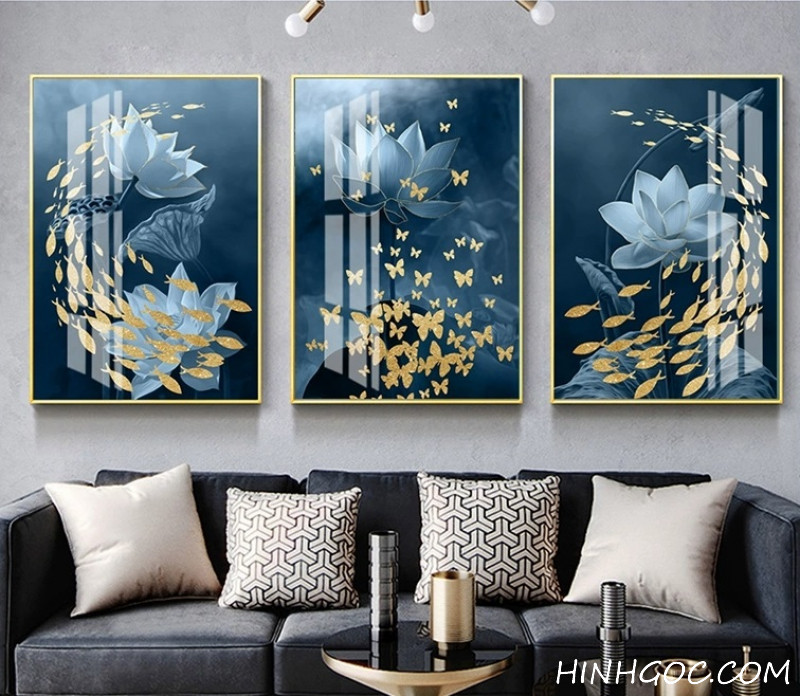 File tranh hoa sen trừu tượng cá bướm đàn - OP23068013