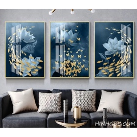 File tranh hoa sen trừu tượng cá bướm đàn - OP23068013