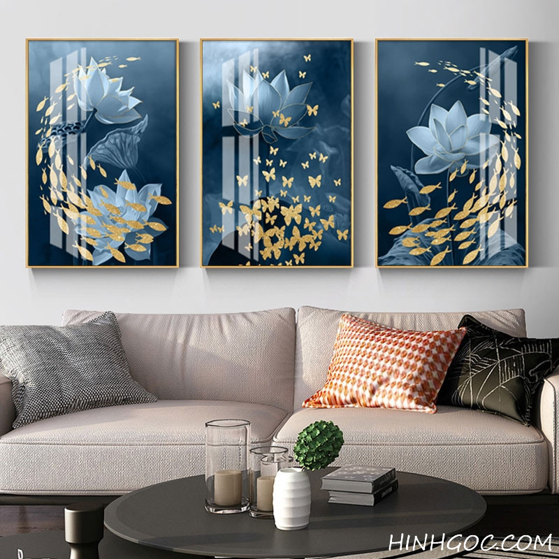 File tranh hoa sen trừu tượng cá bướm đàn - OP23068013