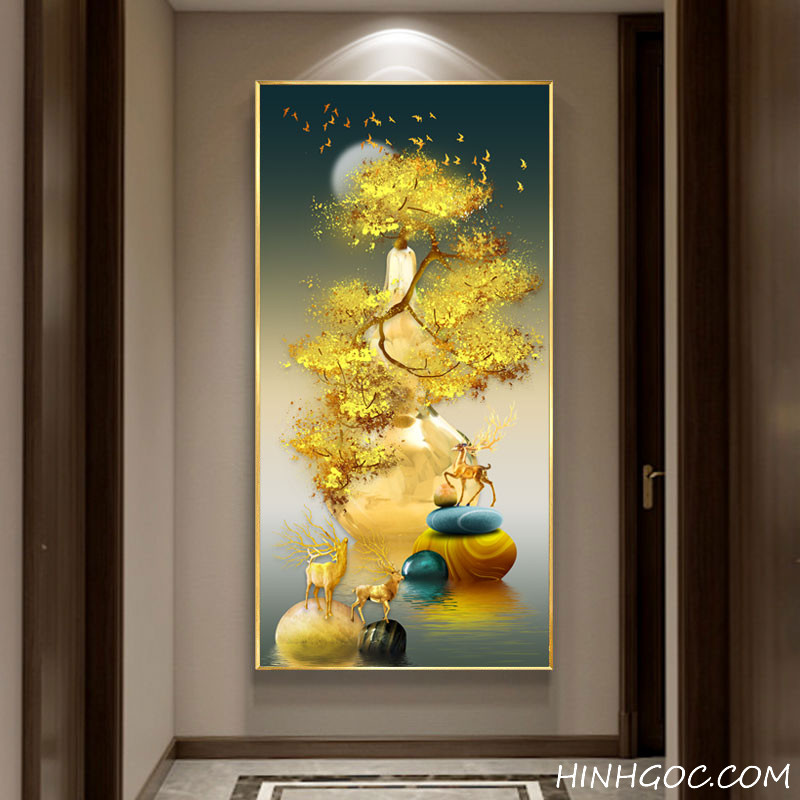 File tranh bầu hồ lô và hươu nai tài lộc - OP25090875