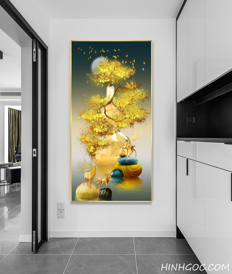 File tranh bầu hồ lô và hươu nai tài lộc - OP25090875