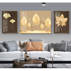 FIle tranh lá vàng trừu tượng - HL0011