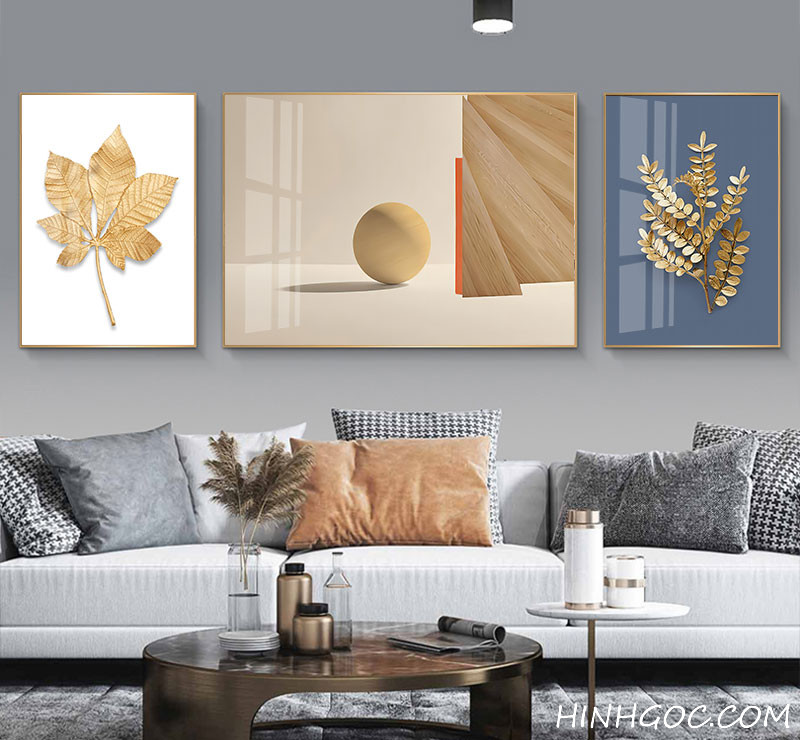 FIle tranh lá vàng trừu tượng - HL0012