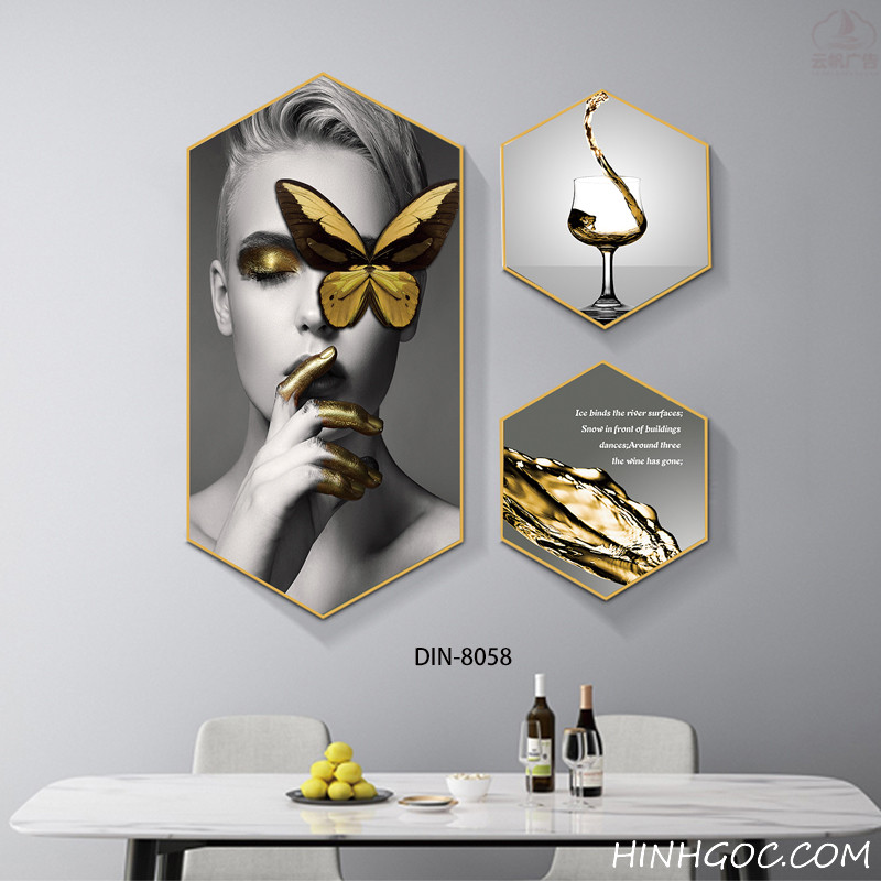 File tranh  lục giác trừu tượng hiện đại - DIN-8058